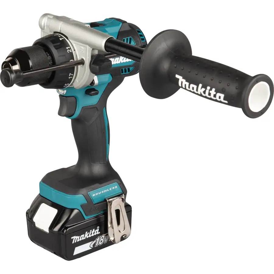 фото DHP492RTJ MAKITA Дрель-шуруповерт аккумуляторная ударная LXT, 18 В/5 Ah х2Li, 0-2100/0-550 об/мин, 65/130Нм, БЗП13мм, кейс, 1,7кг
