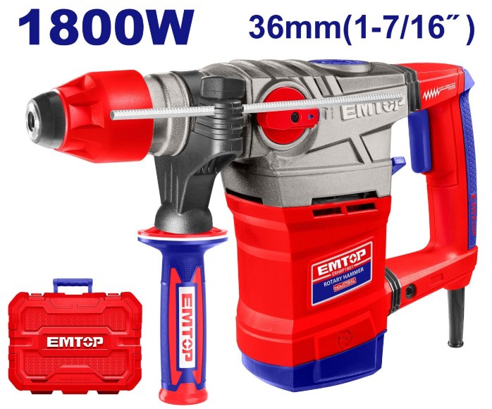 фото ERHRP1801 EMTOP Перфоратор 1800 Вт, 850 об/мин, 4200 уд/мин, 7Дж.,SDS+, 4,5кг