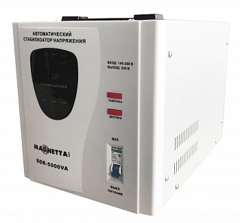 фото SDR-5000VA Magnetta Стабилизатор напряжения релейный, напольный 5000ВА/3000Вт, вх.напряжение 140-260В, вых.напряжение 220+10%, 10,1кг