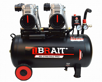 фото KB-2700/50X2 PRO BRAIT Компрессор воздушный 450 л/мин, 2.7 кВт, 8 атм, 50 л, 42.35 кг