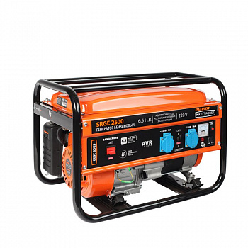 фото Max Power SRGE 2500 PATRIOT Генератор бензиновый ном/мак мощ 2.0/2.2 кВт, стартер ручной, + компл.д/зар АКБ, 12В, расход топл. 580г/кВт ч, бак 15 л