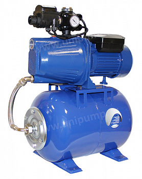 фото АКВАРОБОТ JET 60 S-24 UNIPUMP Универсальная станция 450 Вт, Hmax-30м, Qmax-40 л/мин, корпус-чугун, Г-24л, вх/вых отв 1"х1"