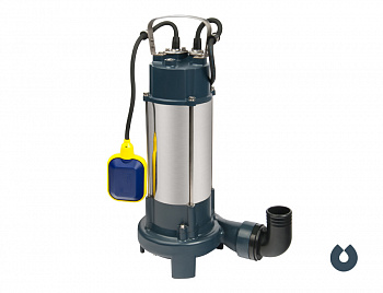 фото V 1100 DF FEKACUT UNIPUMP Фекальный насос 1100 Вт, Qmax-230 л/мин, Hmax-8 м, кабель 6 м,  примеси до 30мм, d патрубка-2"