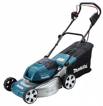 фото DLM460PT2 MAKITA Газонокосилка аккумуляторная LXT, Li-Ion 2х5Ah, выс.скаш.20-75 мм, шир.скаш.46 см метал.дека, травосб.60 л, 3в1, 27,6 кг