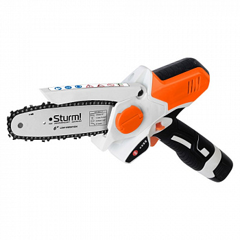 фото CSC1804 Sturm! Аккумуляторная цепная пила 16 В/2хLi-Ion, шина 15 см/37зв/1/4", ЗУ, кейс,1,36 кг