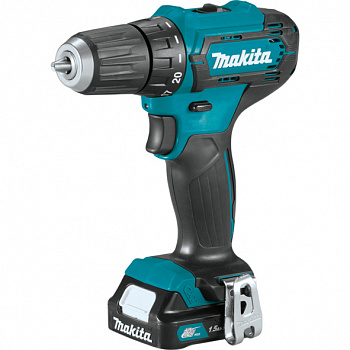 фото DF333DWYE MAKITA Дрель-шуруповерт аккумуляторная 12 В/1,5 Ah х2Li, 0-450/1700 об/мин, 30/44 Нм, БЗП 10 мм, кейс, 1,1 кг