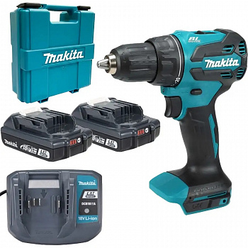 фото DDF490WVE MAKITA Дрель-шуруповерт аккумуляторная LXT, 18 В, 2Ah х2Li-ion, БЗП 13 мм, 0-1900/0-500 об/мин, 50/27 Нм, бесщёточный двигатель, 1,7 кг