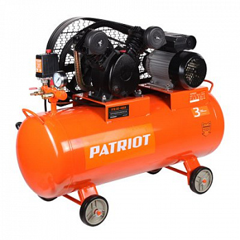 фото PTR 80-450A PATRIOT Компрессор ременной 450 л/мин, 2.0 кВт, 10 атм, 80 л, кол-во цилиндров/ступеней 2 /1 шт, 66 кг