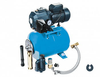 фото AUTO DP-750 UNIPUMP Станция авт.водоснабжения 750 Вт, Hmax-40м, Qmax-40л/мин, корпус-чугун, с внешним эжектором, Г-24л, вх/вых отв 1"х1,25"х1"
