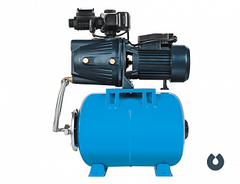 фото АКВАРОБОТ JET 110 L-24 UNIPUMP Универсальная станция 900 Вт, Hmax-53м, Qmax-50 л/мин, корпус-чугун, Г-24л, вх/вых отв 1"х1"