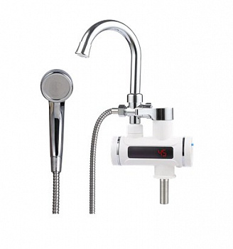 фото BEF-001-03 UNIPUMP Кран-водонагреватель проточного типа 3000Вт, мин.давл 0,04 МПа, макс.давл 0,5 МПа, макс.темп нагрева +60С, НР 1/2", + душ. лейка