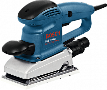 фото GSS 230 AE BOSCH Шлиф.машина вибрационная 300 Вт, 5500-11000 об/мин, 11000-22000 кол/мин, шлифпластина 182х92 мм, 2,3кг